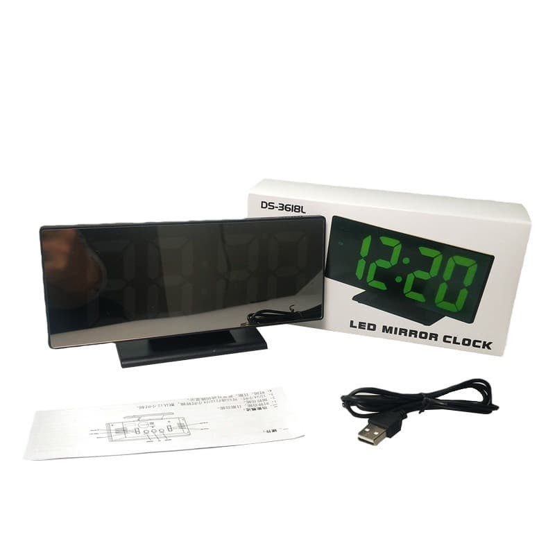 Jam Meja Digital Led Weker / Digital Alarm Clock Mirror DS-3618L RED