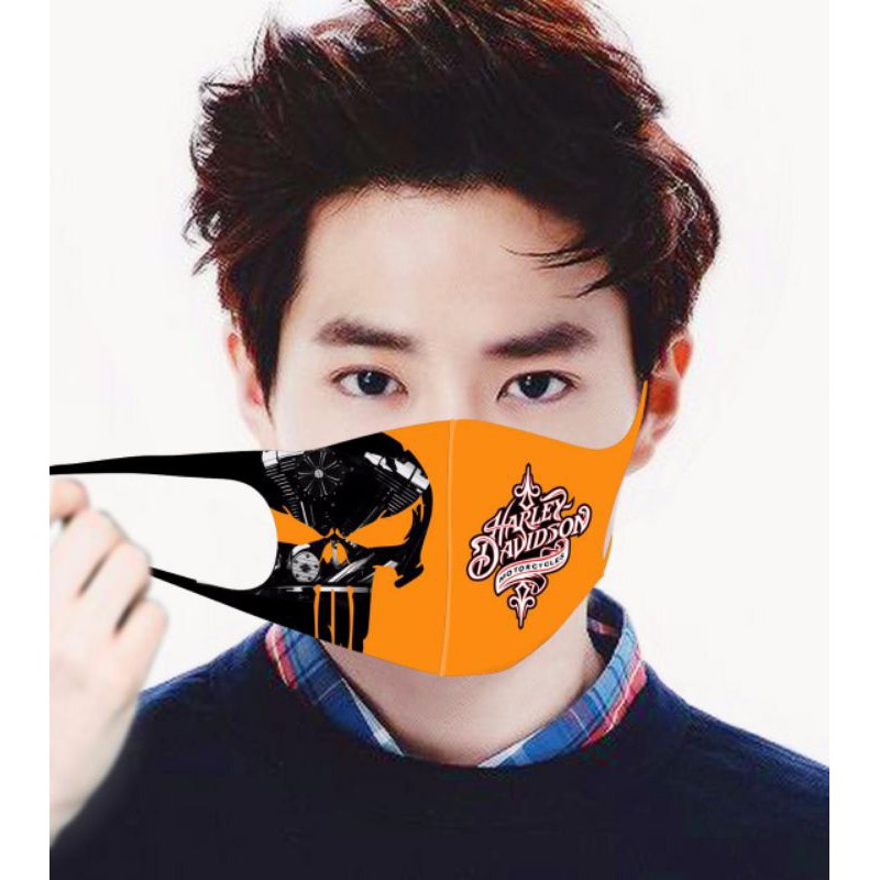 masker kain motif branded premium HD oren