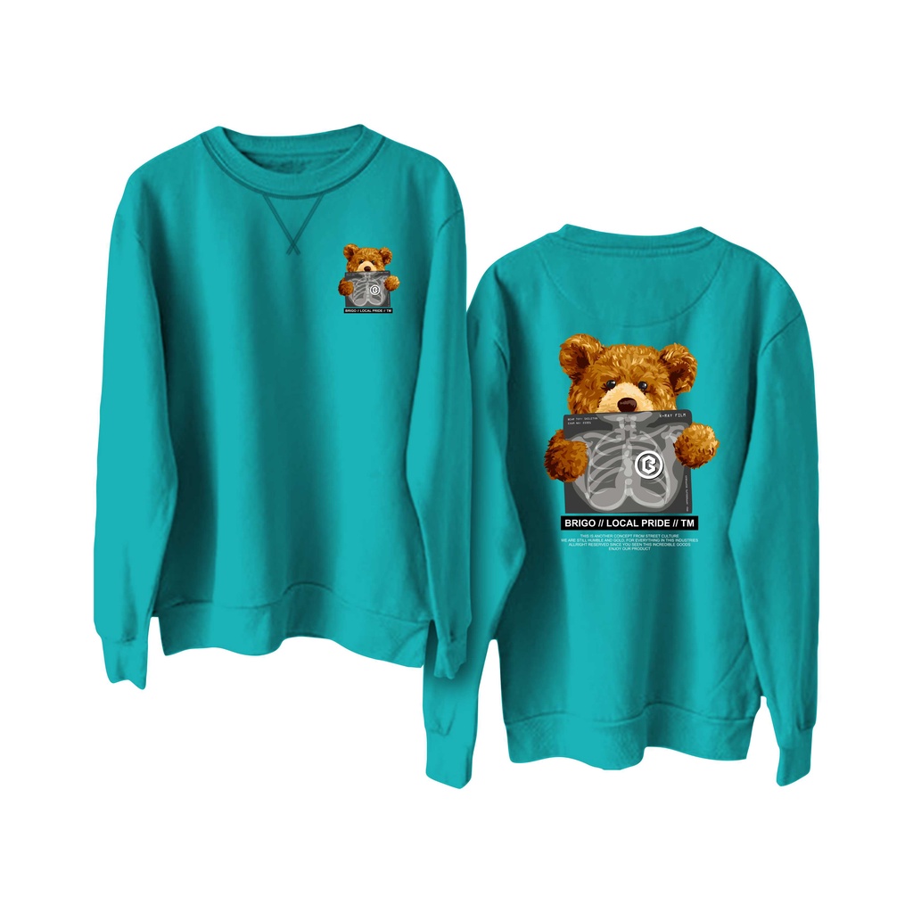 BRIGO Basic Sweatshirt  Bear sick II Sweater Crewneck BRIGO Bear sick Sablon DTF Fleece Cotton II SIZE M-XXL (Pria &amp; Wanita) Free stiker&amp;Gantungan Kunci