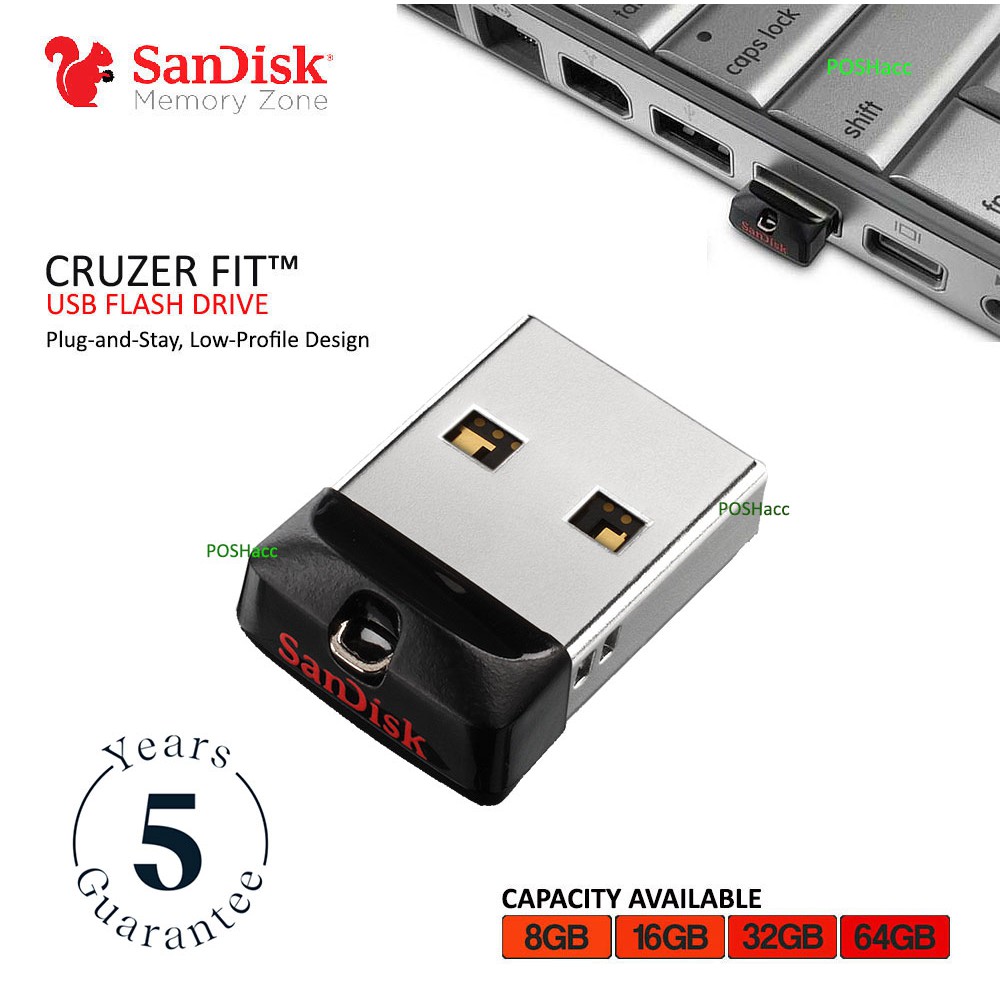 SanDisk Cruzer Fit CZ33 / Ultra Fit CZ430 Usb 3.1 Flashdisk 16Gb 32Gb 64Gb Garansi Resmi Original Mi