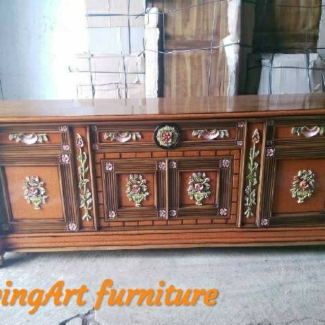 Bufet ukir kembang || bufet kayu