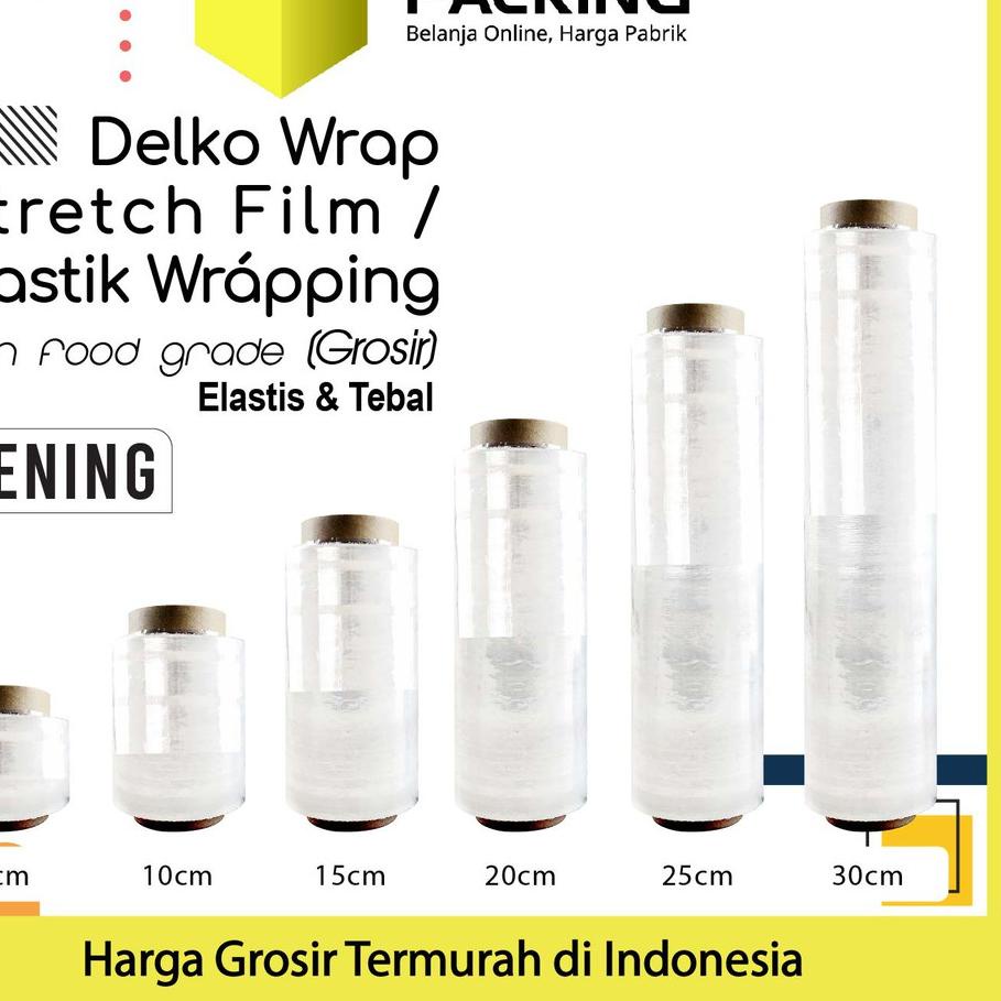 

ジ Plastik Wraping Stretch Film 50cm x 300m DELKOWRAP BENING WRAPPING TEBAL TER/ SATUAN Terbaik