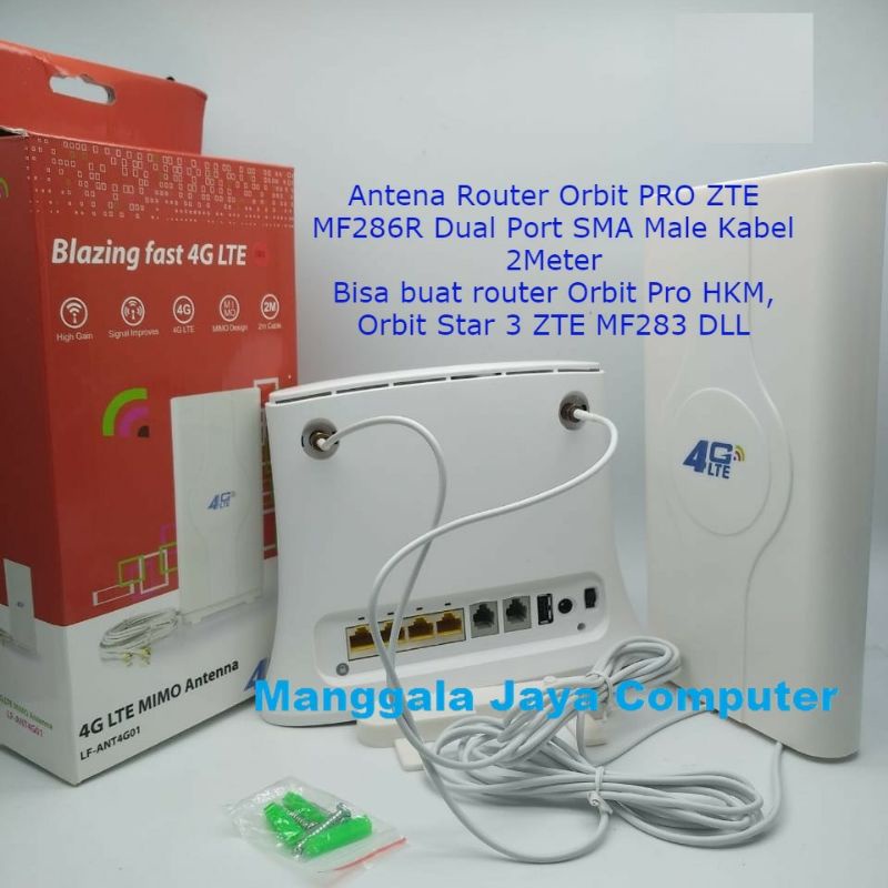 Antena Router Orbit Pro 2 ZTE MF286R MF286 Dua Port SMA MALE Kabel 2Meter 5Meter 10Meter  Eksternal 