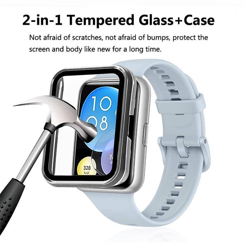 Pelindung Layar Tempered Glass bumper Full cover Untuk HUAWEI Watch Fit 2 ES