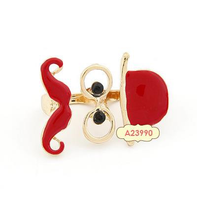 LRC Cincin Korean persoanlity fashion moustache double finger charm rings