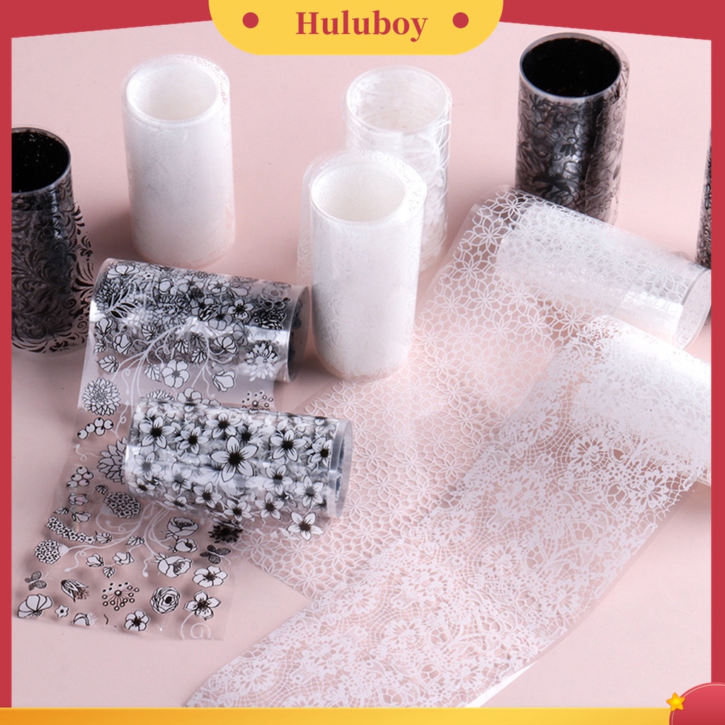 Huluboy Huluboy♡ 10pcs Stiker Kuku Motif Print Bunga Tahan Lama Untuk Manicure