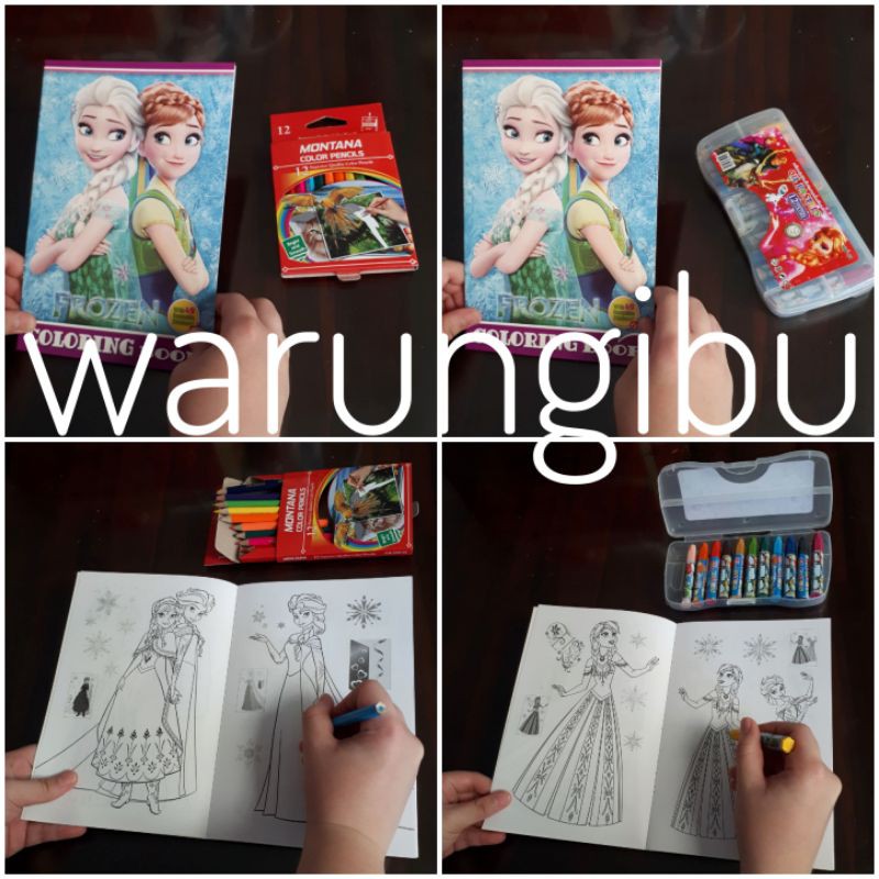 

Paket Buku Mewarnai Dan Sticker Karakter Frozen Set Pensil Warna Atau Crayon