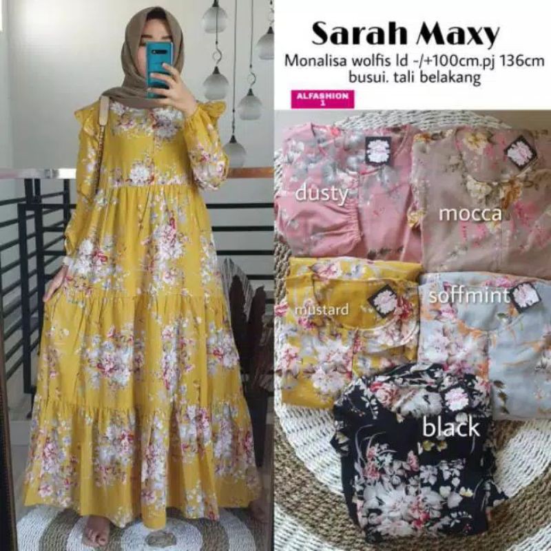 SARAH MAXY/ GAMIS MONALISA BUNGA / GAMIS MONALISA TERBARU