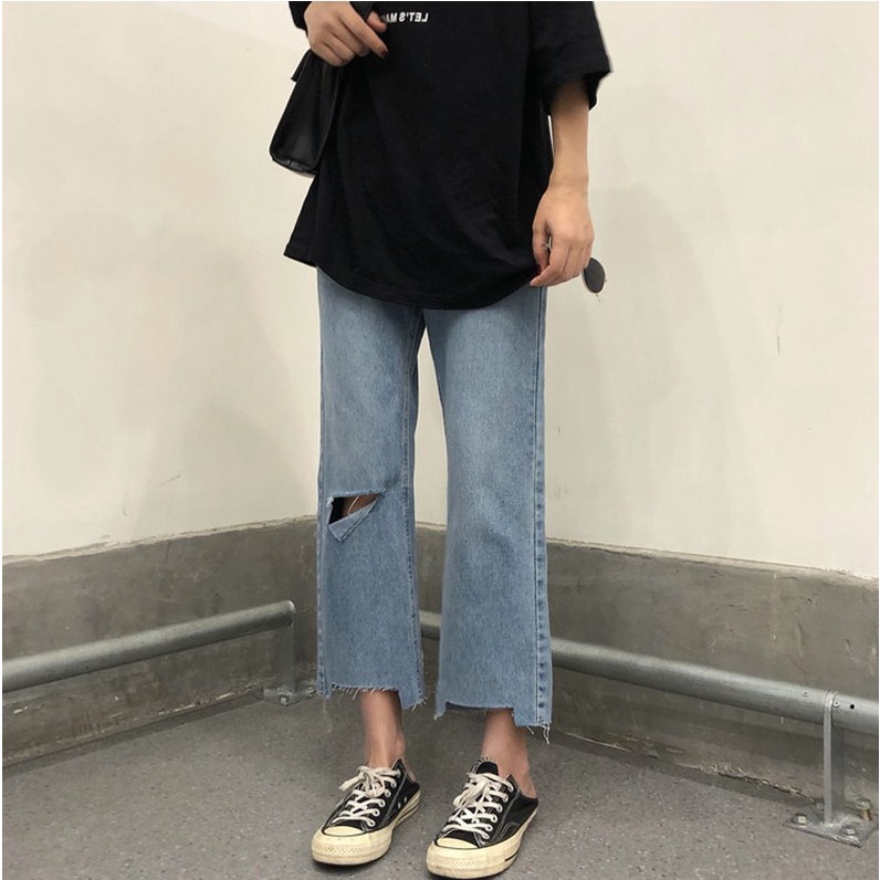 Jeans High Waist Murah / Celana HW jeans wanita/celana sobek lutut/celana jeans wanita