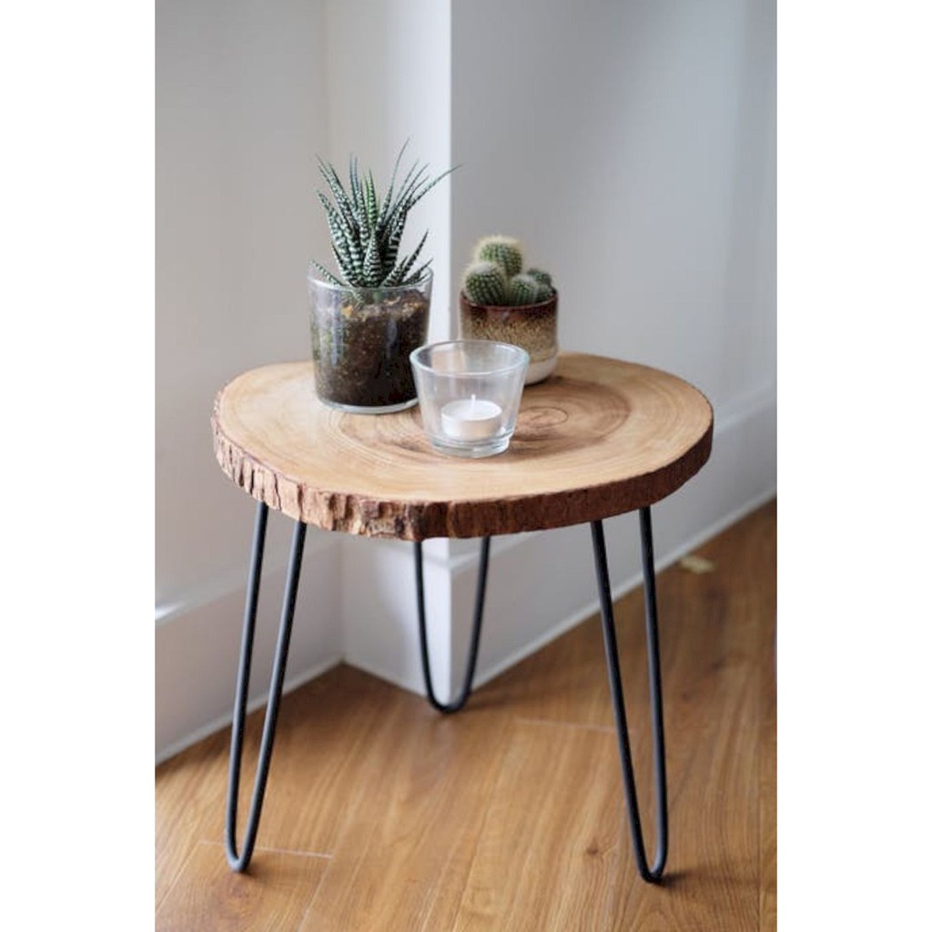jual meja kayu besi bundar/bulat kayu mahoni solid meja minimalis