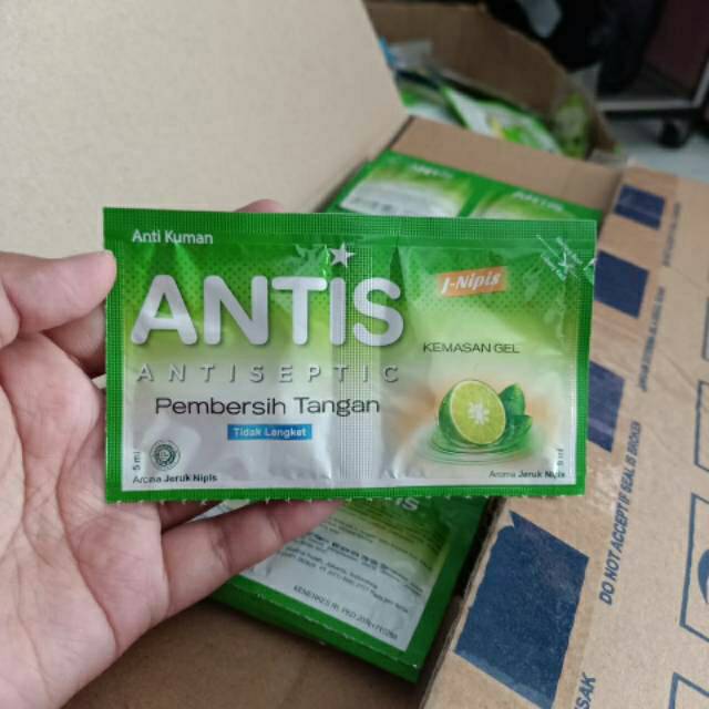 Antis antiseptik hand sanitizer 12 sachet 120ml 1 renceng
