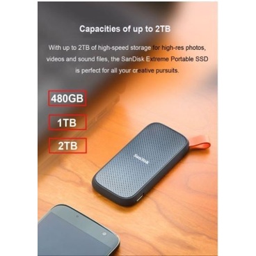 SanDisk Extreme Portable SSD 480GB up to 520Mbps USB 3.2 (E30) - Garansi Resmi