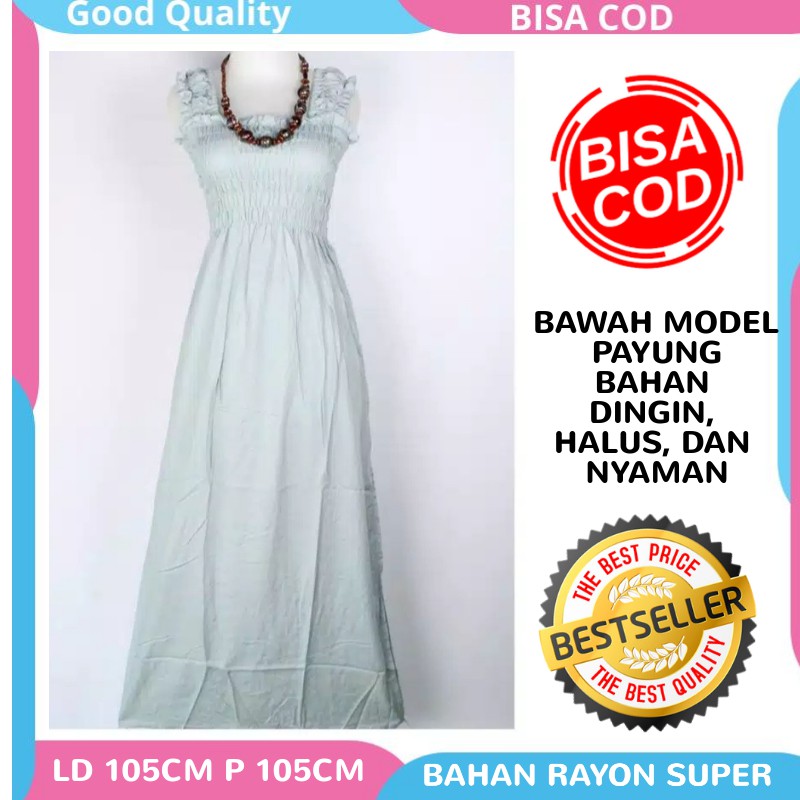 Daster Kerut Payung Panjang Polos Dress Bali