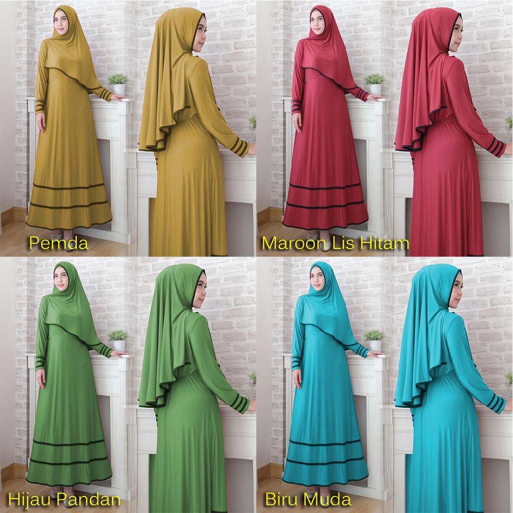 Syfarose gamis syari 1 set 20 warna ( dapat jilbab ) baju muslim / busana Size L & XL-3