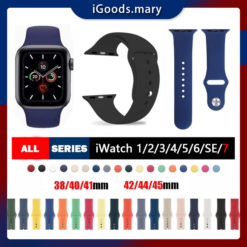 Strap untuk Apple Watch 45 41 38 42 44 40 MM iWatch Sport Silicone Belt Bracelet Series 7 6 SE 5 4 3 2 1 Band