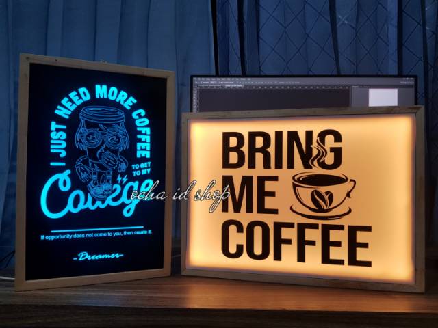 Neon Box frame Kayu Indoor meja atau dinding Custom Logo