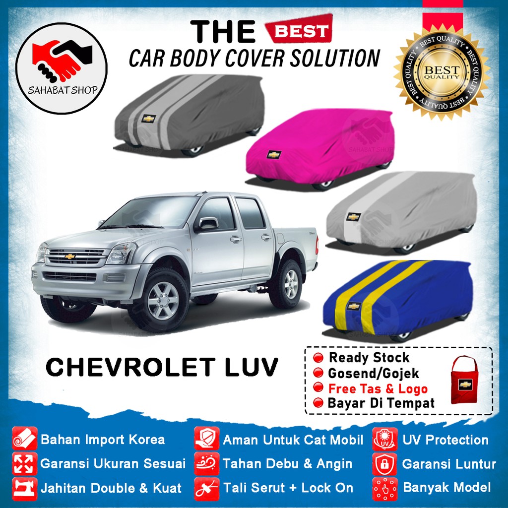 Sahabat Body Cover Mobil Luv / Sarung Penutup Chevrolet Luv Outdoor 2002 2003 2004 2005 2006 2007 2008 2009 2010 2011 2012 / Selimut Tutup Mantel Kerudung Jas Pembungkus Terpal  Mantol Pelindung Kerodong Mobil Chevy LUV Waterproof Anti Air Model Biru