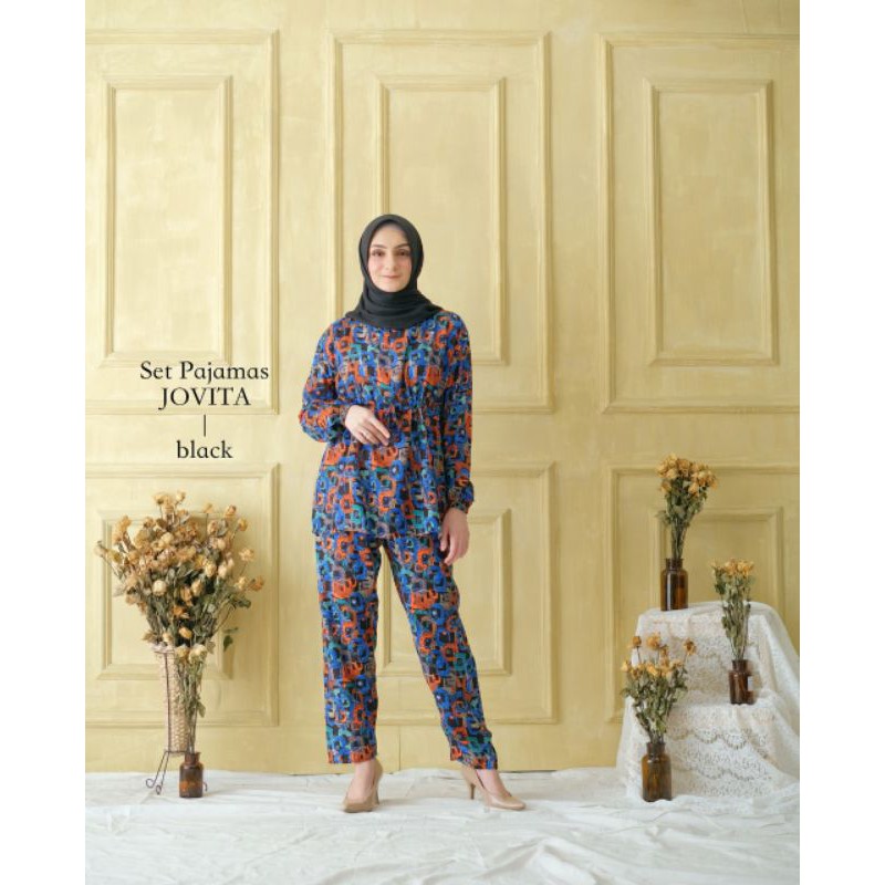 ONE SET KEMEJA/PAJAMAS JOVITA BLACK