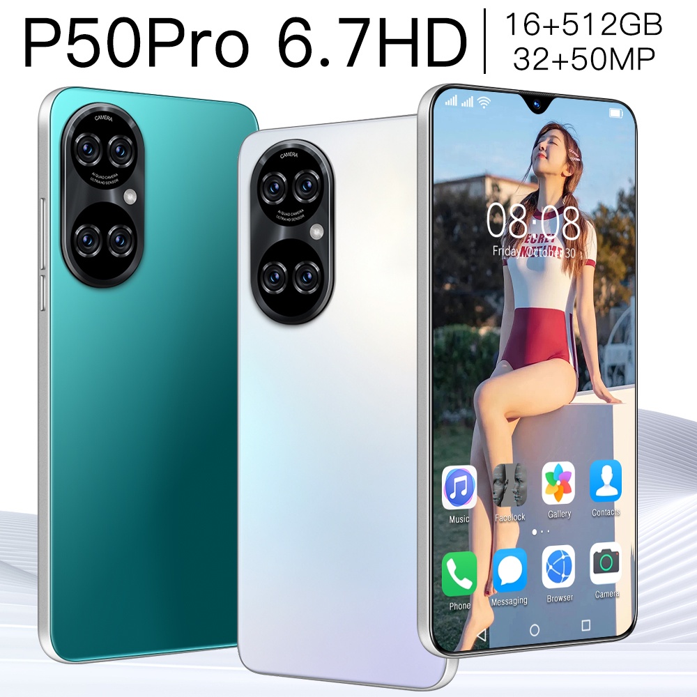 P50 Pro Ponsel Asli 12GB RAM+512GB ROM 24+48MP HD Kamera Dual SIM Dual Standby 5G hp murah