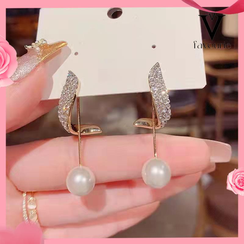 [COD]Anting Mutiara Berlian Elegan Anting Fashion Sederhana-FA