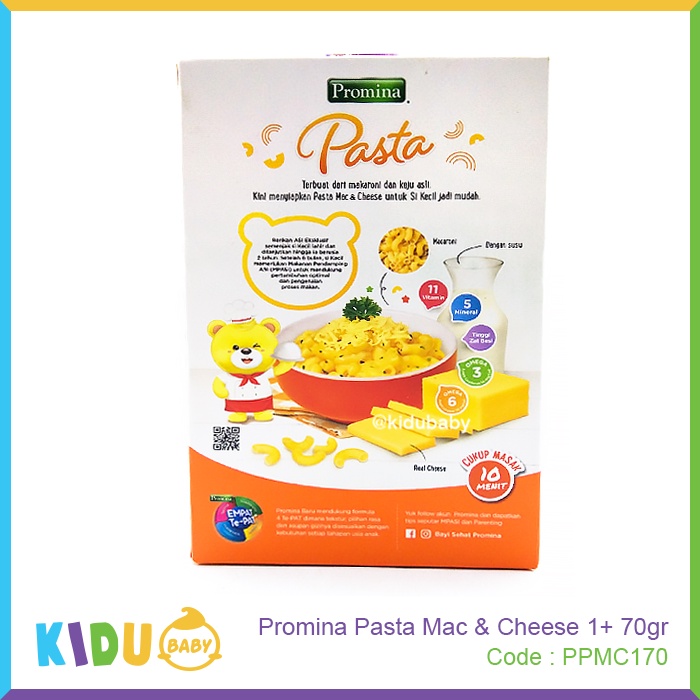 Promina Pasta Mac &amp; Cheese 1+ 70gr Makanan Bayi &amp; Anak / Makana Pendamping ASI Kidu Baby