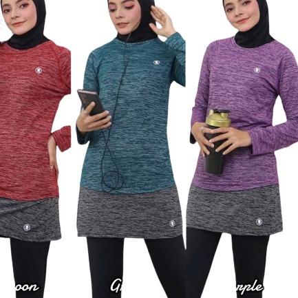 Baju Pakaian Kaos Tunik Tunic Atasan Sport Sporty Sports Olahraga Wanita Muslim Muslimah Kekinian Un