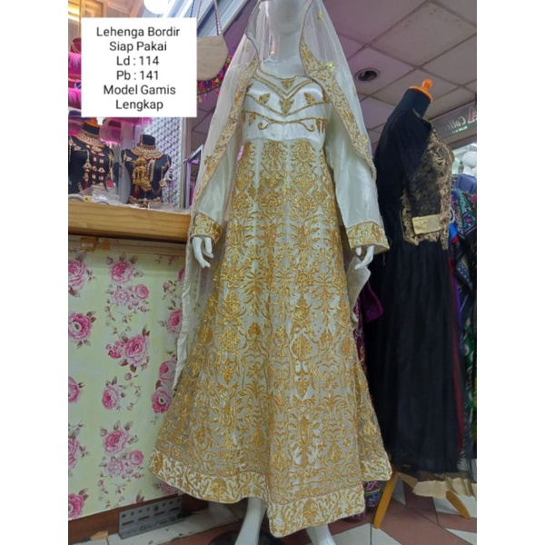 Baju Pernikahan Pengantin Pesta Gown Gaun Siap Pakai Model Gamis Lehenga Lengha India Bollywood Brid