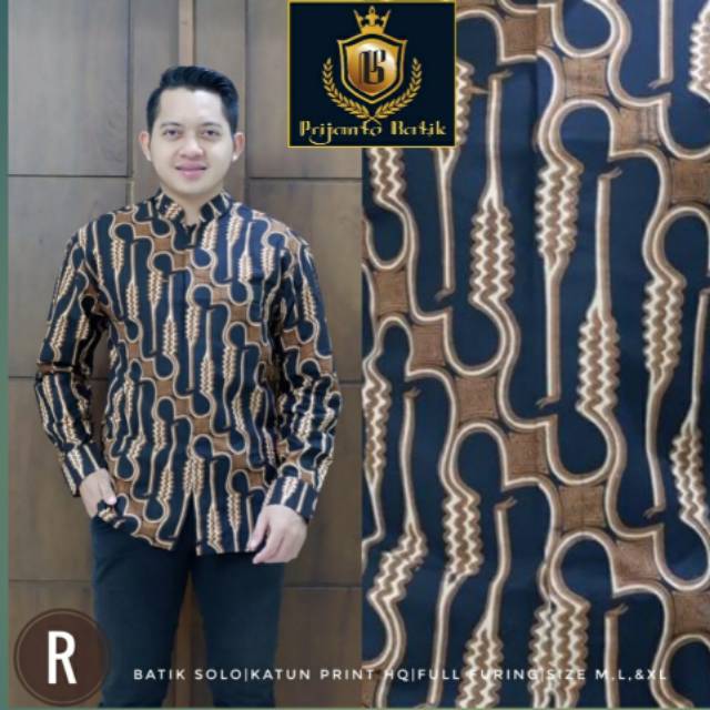 Kemeja Batik/Hem Batik Lengan Panjang Kode R5 Bahan Katun Print HQ