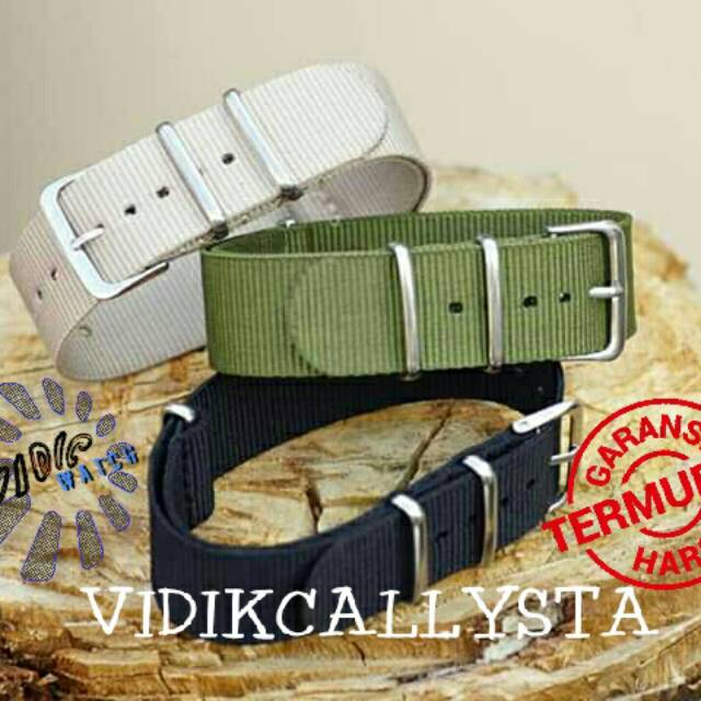 STRAP NATO CANVAS TALI JAM KANVAS KAIN NYLON 18 20 22 MM