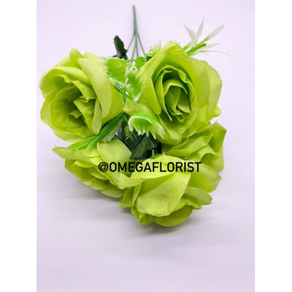 Bunga Rose OF Artificial Bunga Artificial/Bunga Plastik/Bunga Dekorasi/Dekorasi Pernikahan/Pernikahan-Hijau