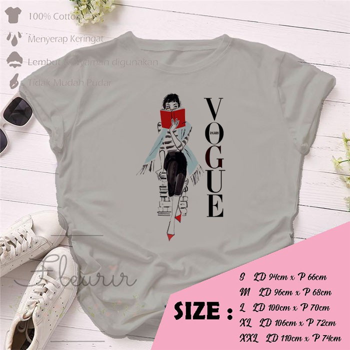 FLEURIR - KAOS WANITA VOGUE FASHION DEWASA LENGAN PENDEK TUMBLR TEE UNISEX