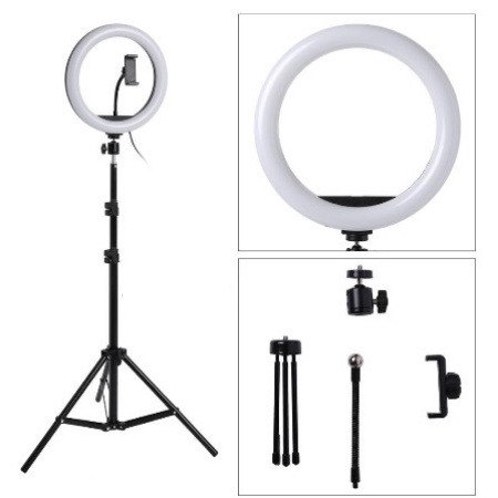 Paket Komplit Ringlight 26cm + Tripod 2,1 Meter Make Up Vlog Lampu Ringlight GROSIR UNIK