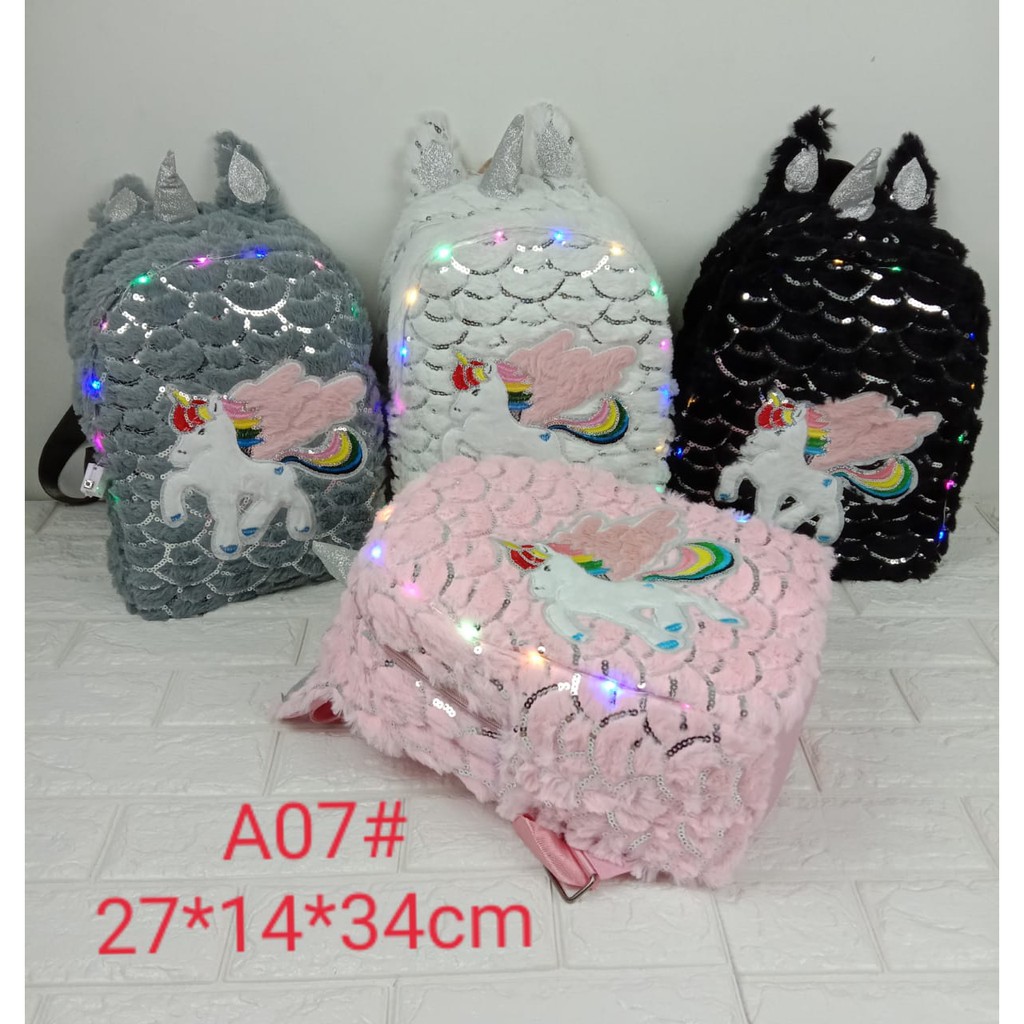 ransel lol  bulu kuping jumbo a07 led  keliling uk 27 x 34 