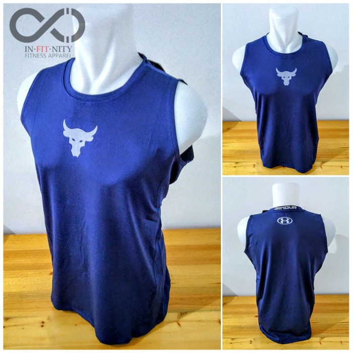 Tanktop Gym Fitness Pria UA Bull Biru