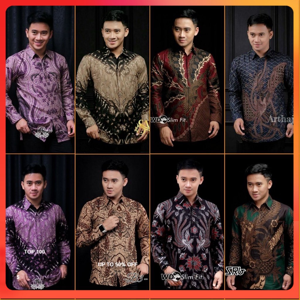 kemeja batik lengan panjang size m l xl xxl xxxl