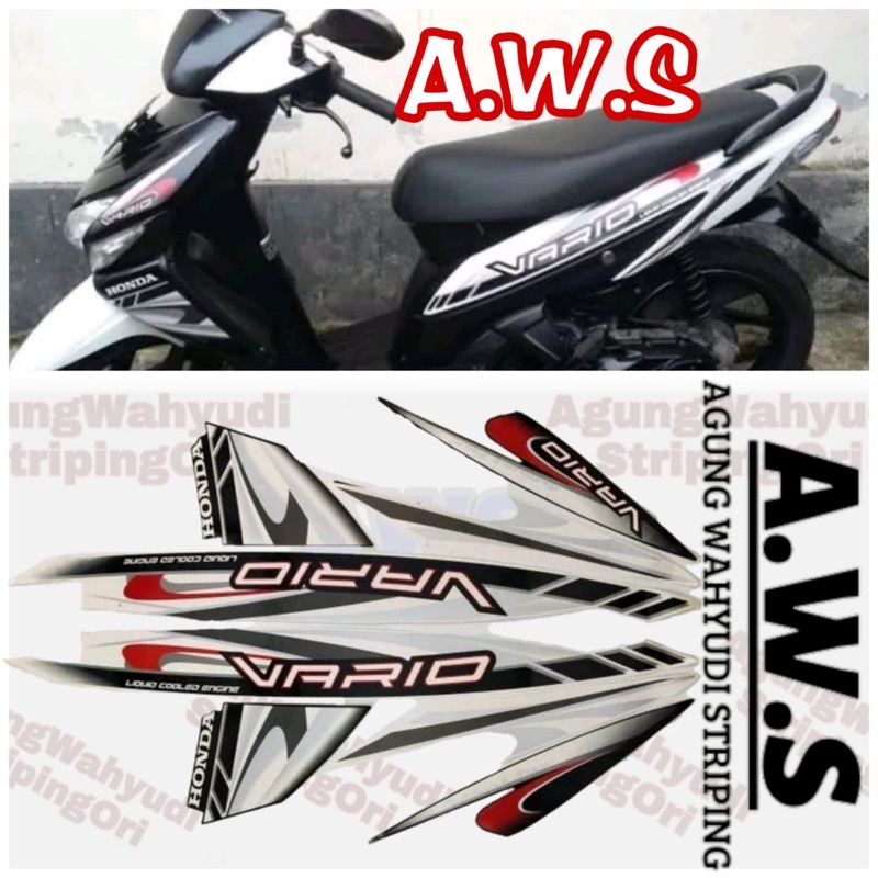 STIKER STRIPING LIS BODY MOTOR HONDA VARIO 2009 PUTIH WHITE LES SEPEDA LAMA OLD KARBU TECHNO CBS 09 