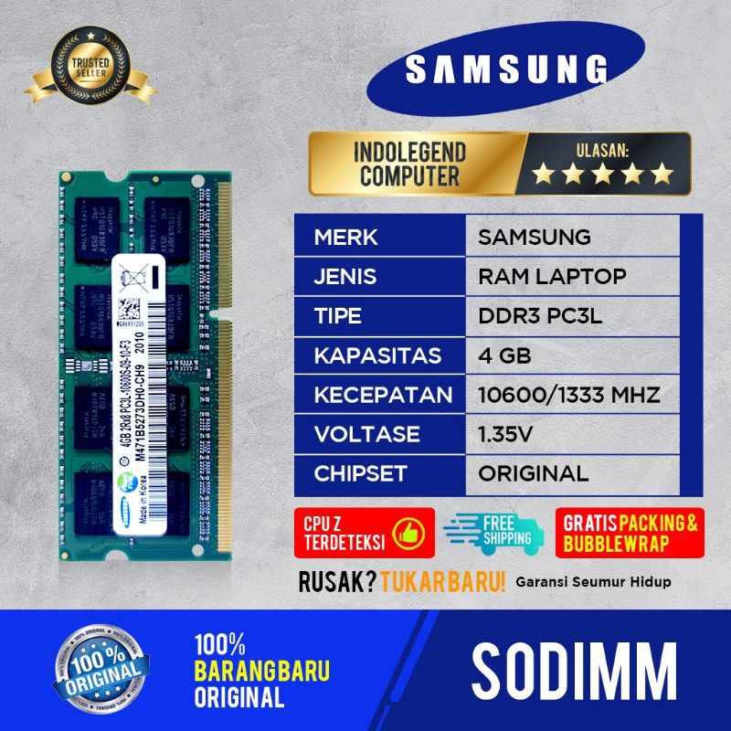 SAMSUNG SODIM DDR3L 4GB PC10600 1.35VOL