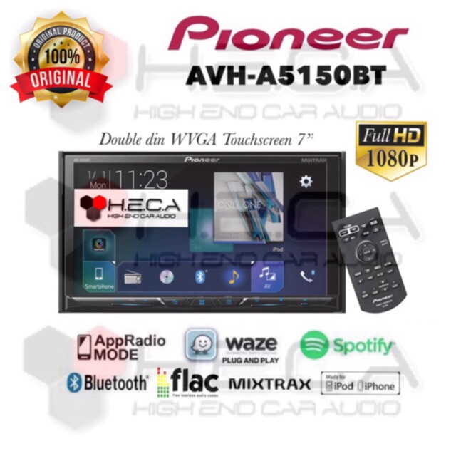 Pioneer AVH-A5150BT Head Unit Double Din AVH A5150BT Tape Mobil AVH A5150 BT 5150 Audio 7-inch