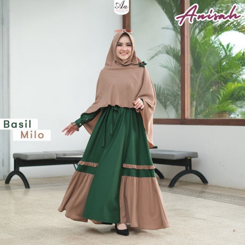 Dress Syari Origonal Anisah by aden|Gamis Set Syari|Gamis Set Hijqb|Dress Set Khimar|Dress Syari