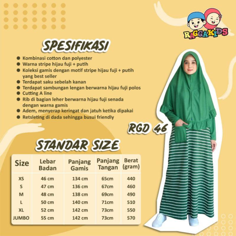 Raggakids Gamis  Anak Couple RG46 RGD46 (1tahun - Dewasa)