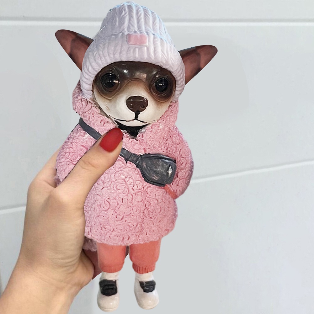 Ornamen Boneka Anjing Chihuahua Bahan Resin Handmade Untuk Dekorasi Rumah