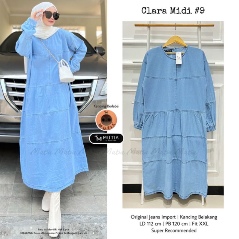 CLARA MIDI #9 BY MUTIA / MIDI JEANS WANITA MUSLIMAH/ Dress panjang jeans