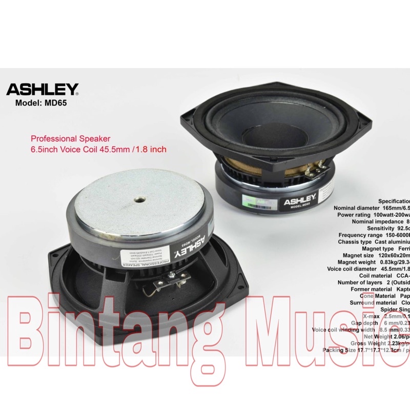 Speaker component ashley md 65 original Komponen Ashley MD65 Original speaker md65