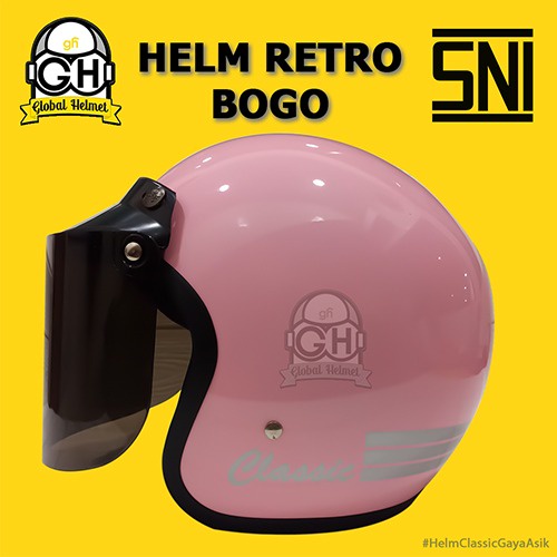 Helm Bogo Classic Helm Wanita Dewasa Warna Terkini Retro SNI Helm Arc Helm Jadul