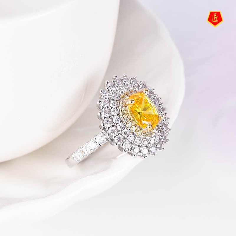 [Ready Stock]Luxury Citrine Two-Tone Ring