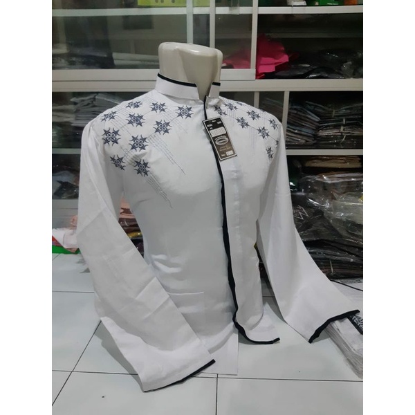 BAJU KOKO DEWASA KATUN PUTIH LGN PDEK MAULANA