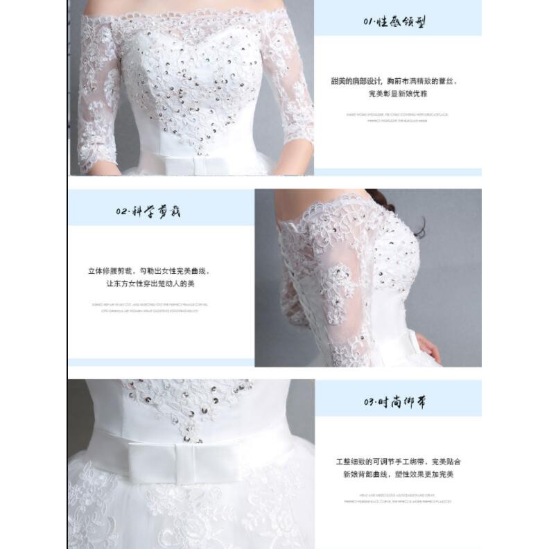 White Off Shoulder Lace Beaded Maxi Women Bridal Wedding Dress Ball Gown