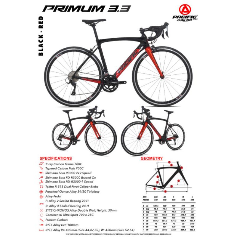 Sepeda Roadbike Pacific Primum 3.3 Carbon 700C / Sepeda Balap Pacific Primum 3.3 Carbon
