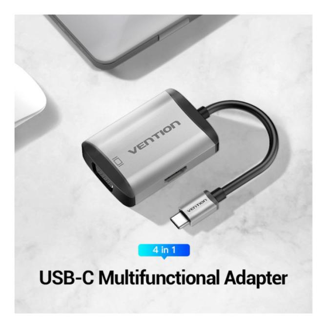 DISKON  Vention Usb C Ke Hdmi Vga Adapter Usb C Hub Dengan 4k Hdmi 1080p Vga U