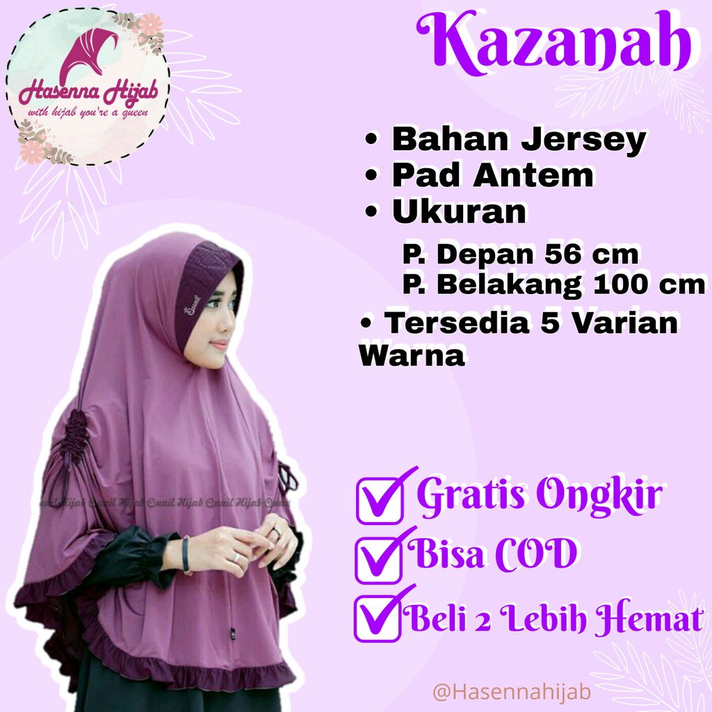 Jilbab Kerudung Quail Hijab KAZANAH Serut Jumbo Kombinasi Warna Bahan Jersey Hasenna Hijab